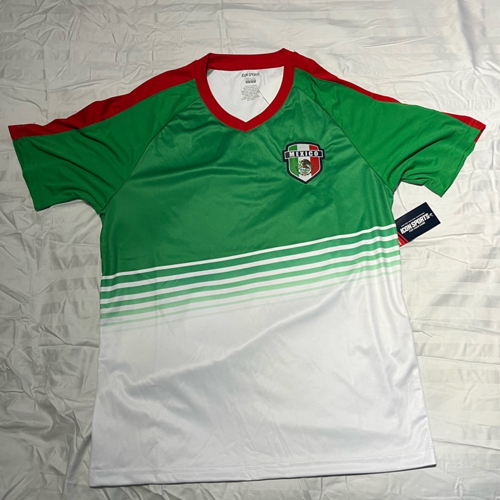 Mexico Soccer Jersey Tee Icon Sports Large V Neck